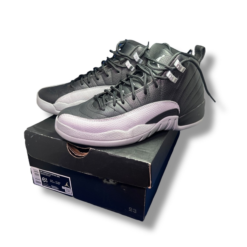Nike Air Jordan 12 Retro GS Black Wolf Grey White 153265-010‎ Youth 6.5Y EUR 39